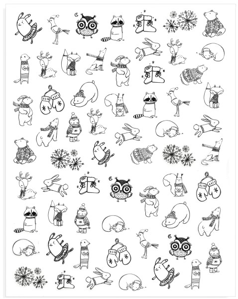 JUSTNAILS Sticker Cute Winter Animals 248