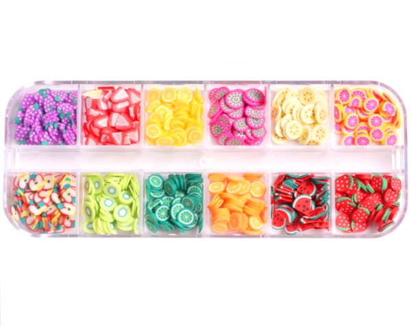 JUSTNAILS Früchte Box Set Inlays Einlagen Fruits Fimo Nailart Set 01