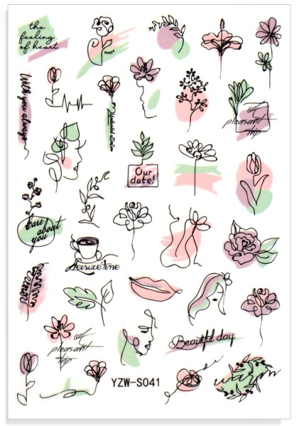 JUSTNAILS Sticker Minimalistic Blüten 041