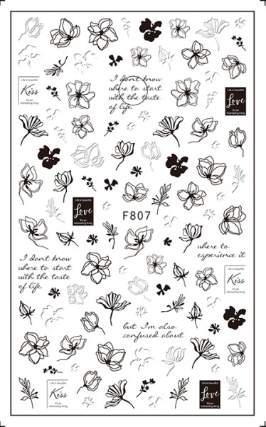 JUSTNAILS Sticker schwarz weiß selbstklebend F807