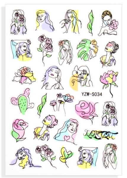 JUSTNAILS Sticker Minimalistic happy coloful 034