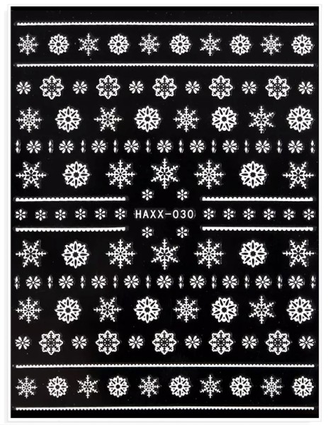 JUSTNAILS Sticker weiß Winter Schneeflocken 030