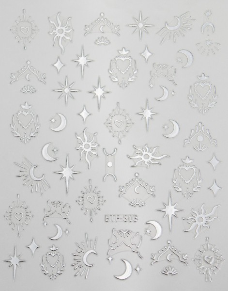 JUSTNAILS Sticker Mond Luna Sun S03 silver