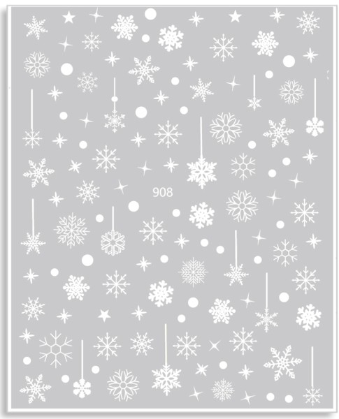 JUSTNAILS Sticker Schneeflocken Weihnachten selbstklebend weiß 908