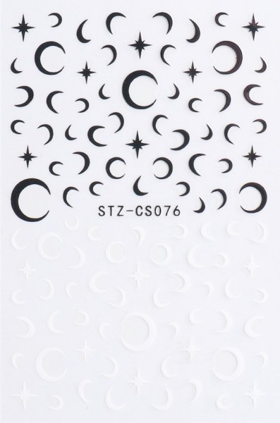 JUSTNAILS Sticker Mond schwarz weiß selbstklebend 076