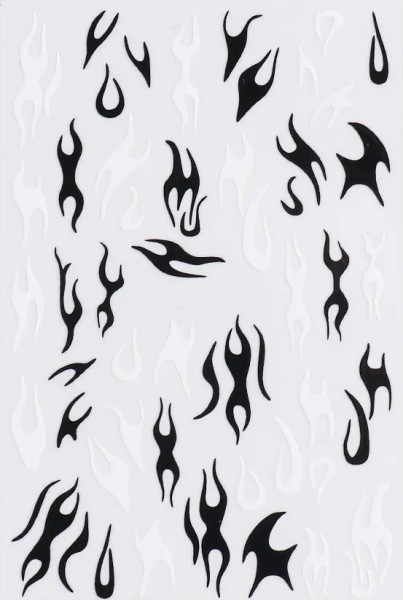 JUSTNAILS Sticker Feuer schwarz weiß Fire 091