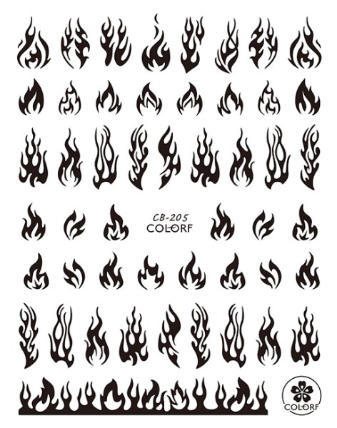 JUSTNAILS Sticker Feuer Fire schwarz selbstklebend 205