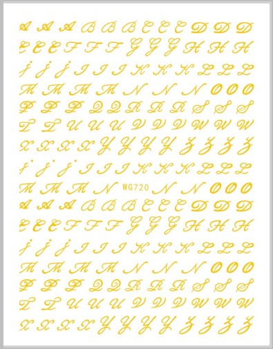 JUSTNAILS Sticker Letters Buchstaben gold 720
