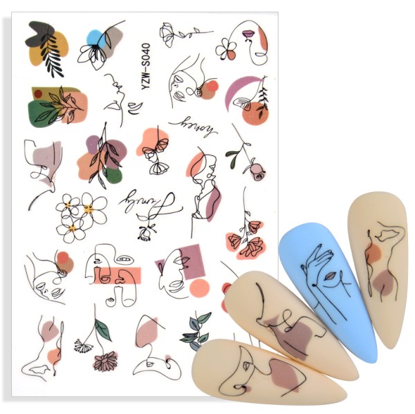 JUSTNAILS Sticker Minimalistic Blüten 040