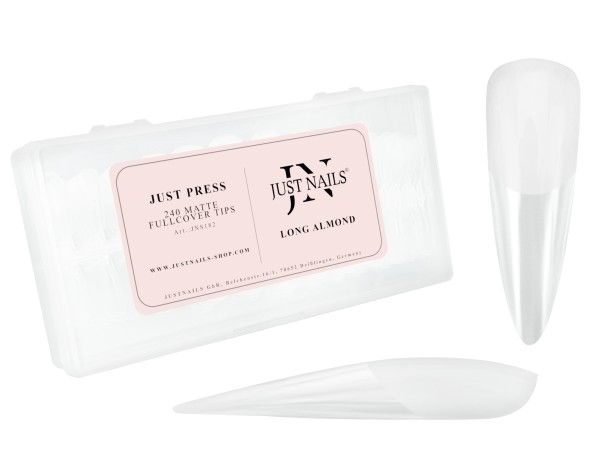 JUST PRESS - Long Almond Fullcover Soft Gel Press On Tips Nails in Box 240 Stk