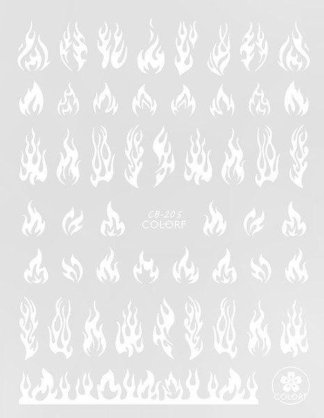 JUSTNAILS Sticker Feuer Fire weiß selbstklebend 205