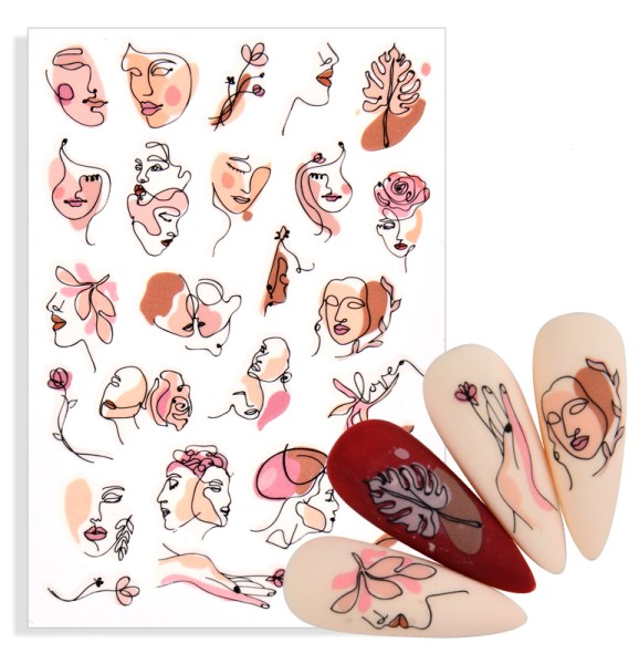 JUSTNAILS Sticker Minimalistic Faces 042